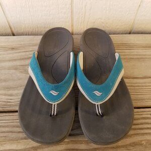 Powerstep Fusion Orthotic Flip Flop Sandals Blue Womens Size 10 Arch Support